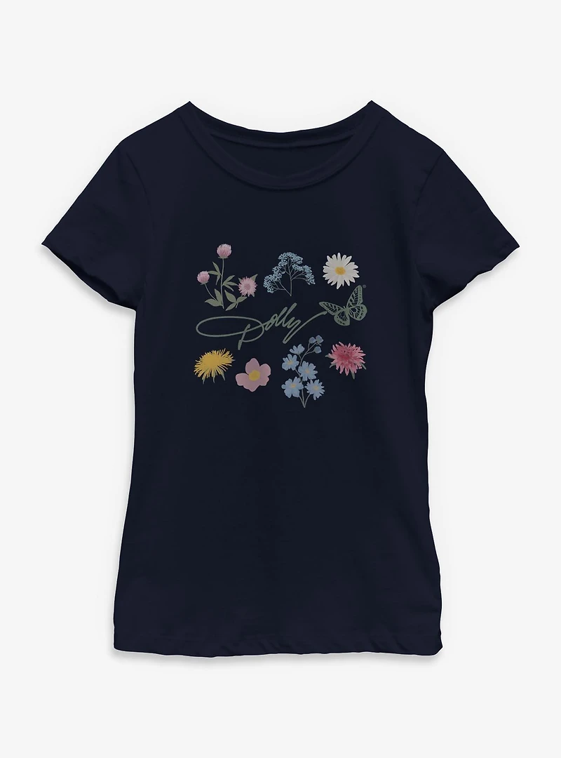 Dolly Parton Floral Signature Youth Girls T-Shirt