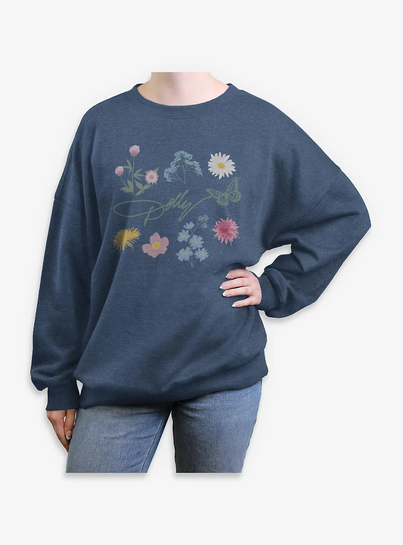 Dolly Parton Floral Signature Womens Oversized Sweatshirt