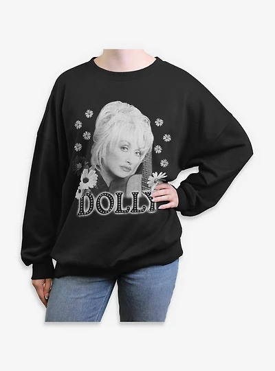 Dolly Parton Flowers Womens Oversized Sweatshirt