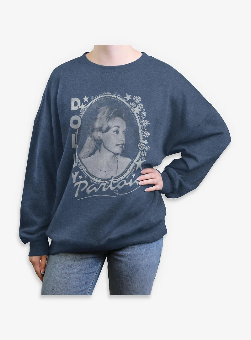 Dolly Parton Stars And Flowers Womens Oversized Sweatshirt