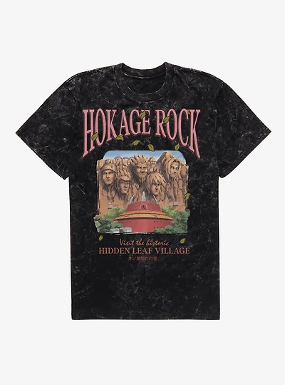 Naruto Shippuden Hokage Rock Great Oudoors Front Mineral Wash T-Shirt BoxLunch Exclusive