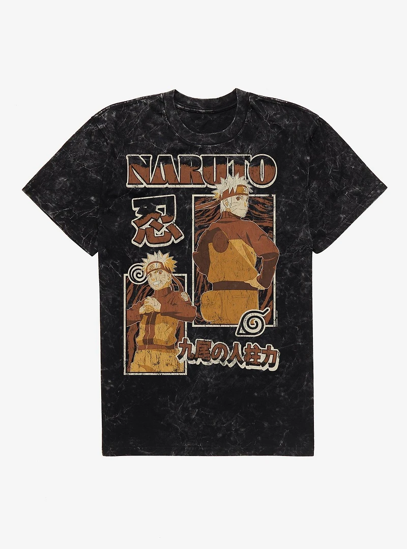 Naruto Shippuden Uzumaki Block Collage Mineral Wash T-Shirt BoxLunch Exclusive