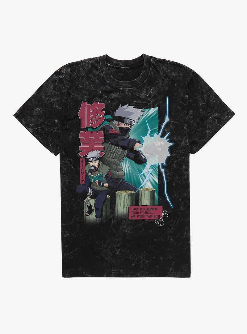 Naruto Shippuden Kakashi Teamwork Collage Mineral Wash T-Shirt BoxLunch Exclusive