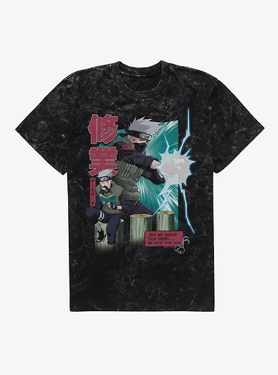 Naruto Shippuden Kakashi Teamwork Collage Mineral Wash T-Shirt BoxLunch Exclusive