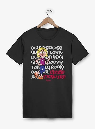 Disney Lizzie McGuire Sweet Cute Love Text Backdrop T-Shirt