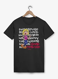Disney Lizzie McGuire Sweet Cute Love Text Backdrop T-Shirt