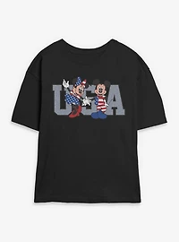 Disney Mickey Mouse & Minnie USA Duo Womens Skimmer T-Shirt
