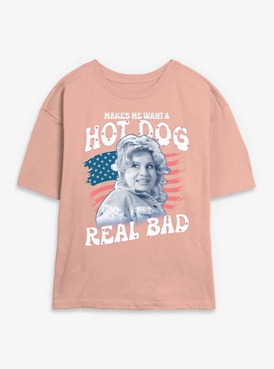 Legally Blonde Makes Me Want A Hot Dog Flag Womens Skimmer T-Shirt