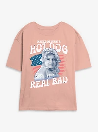 Legally Blonde Makes Me Want A Hot Dog Flag Womens Skimmer T-Shirt