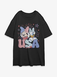 Disney Minnie Mouse & Daisy Duck USA Celebration Womens Oversized T-Shirt