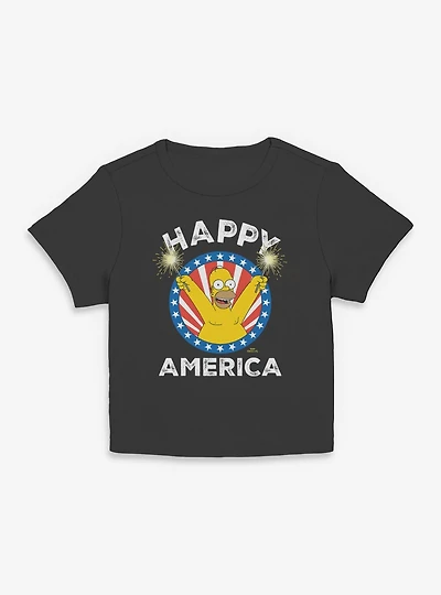 The Simpsons Happy America Homer Women Baby T-Shirt