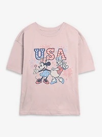 Disney Minnie Mouse & Daisy Duck USA Fireworks Womens Skimmer T-Shirt