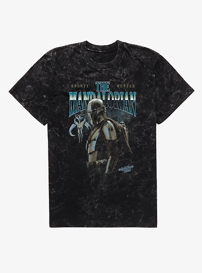 Star Wars The Mandalorian And Grogu Movie Bounty Hunter Grunge Mineral Wash T-Shirt
