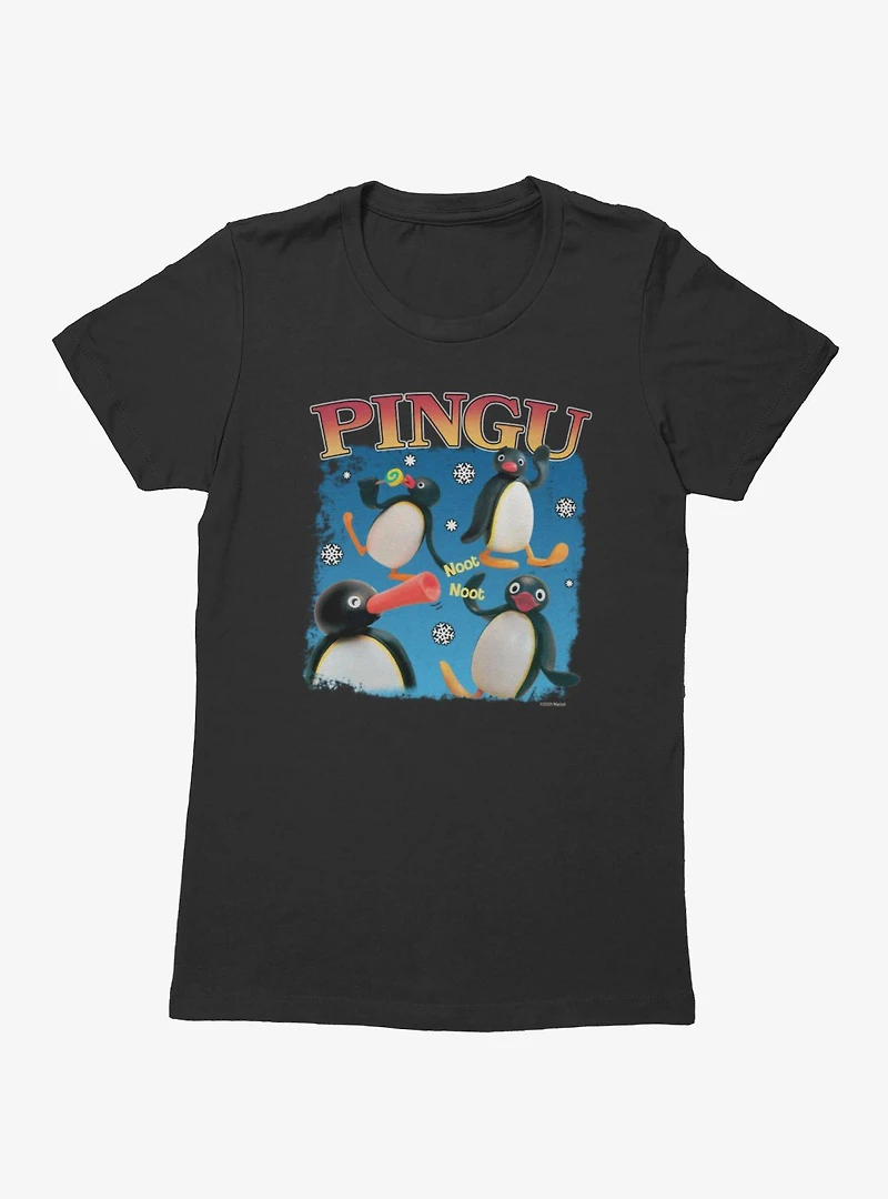 Pingu Action Noots And Happy Waves Womens T-Shirt