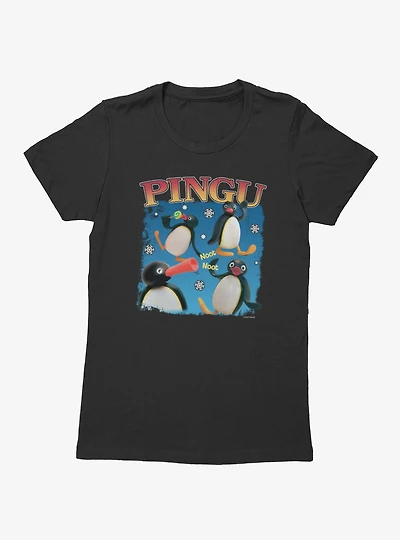 Pingu Action Noots And Happy Waves Womens T-Shirt
