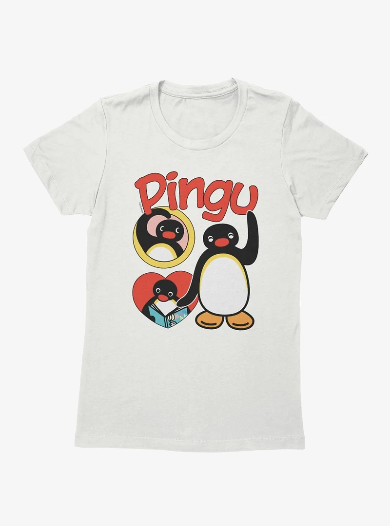 Pingu Heart Happy Waves Womens T-Shirt