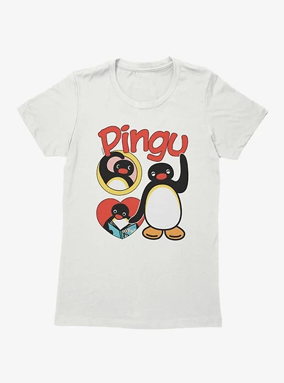Pingu Heart Happy Waves Womens T-Shirt