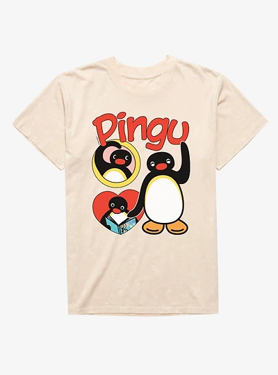 Pingu Heart Happy Waves Mineral Wash T-Shirt