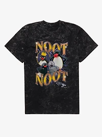 Pingu Noot Lightning With Seal And Crown Mineral Wash T-Shirt
