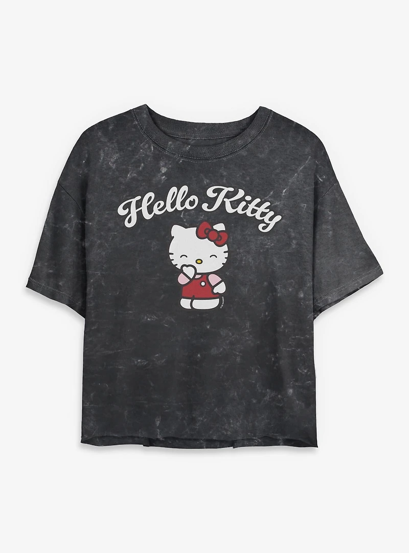 Sanrio Hello Kitty Laugh Mineral Wash Womens Crop T-Shirt