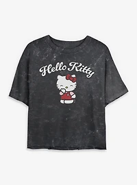 Sanrio Hello Kitty Laugh Mineral Wash Womens Crop T-Shirt