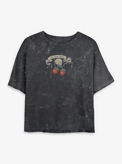 Go Slow Snail Womens Mineral Wash Crop T-Shirt BoxLunch Exclusive