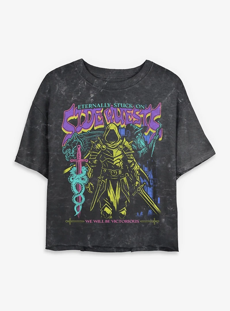 Eternally Stuck On Side Quests Womens Mineral Wash Crop T-Shirt BoxLunch Exclusive