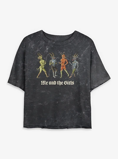 Me And The Girls Demons Womens Mineral Wash Crop T-Shirt BoxLunch Exclusive