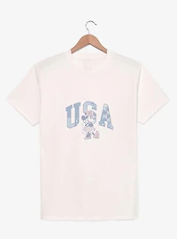 Disney Minnie Mouse USA Patchwork Font Youth Girls T-Shirt