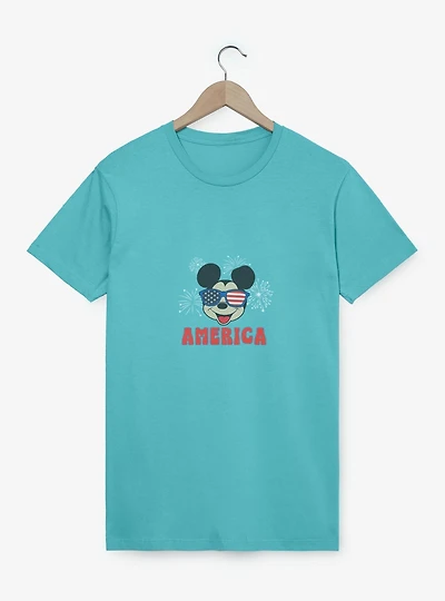 Disney Mickey Mouse Flag Glasses Fireworks Youth Girls T-Shirt