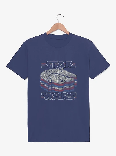 Star Wars Milennium Falcon Red White & Blue Stack Youth T-Shirt