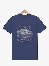 Star Wars Milennium Falcon Red White & Blue Stack Youth T-Shirt