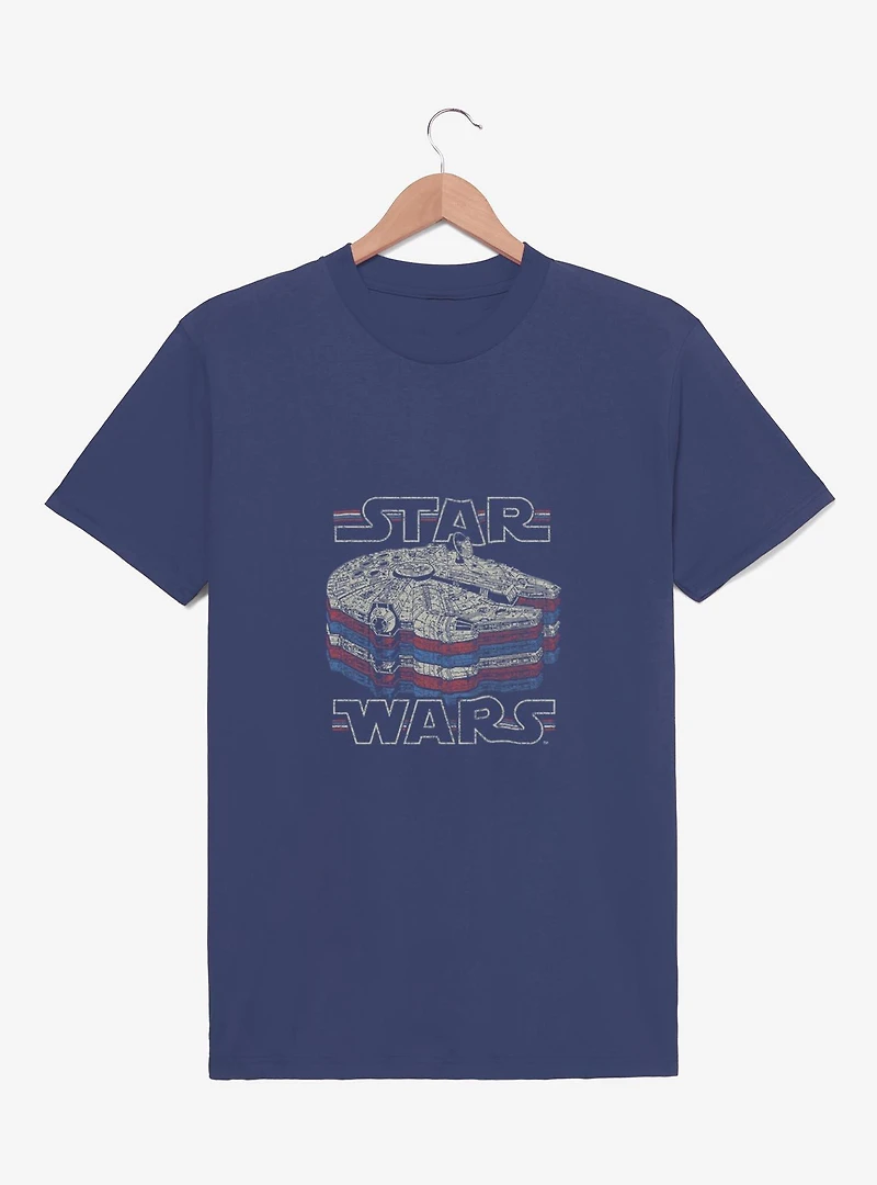 Star Wars Milennium Falcon Red White & Blue Stack Youth Girls T-Shirt