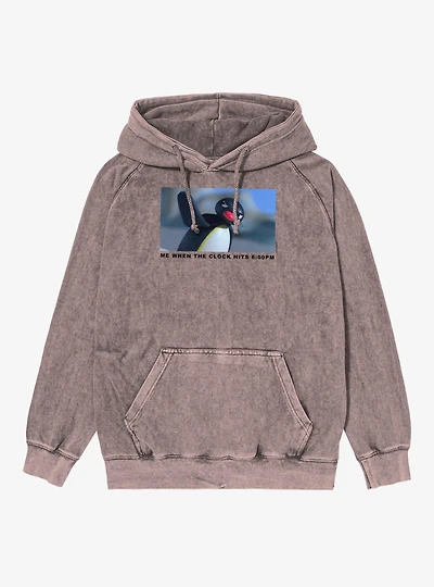 Pingu Angry Me When Clock Hits 6pm Mineral Wash Hoodie