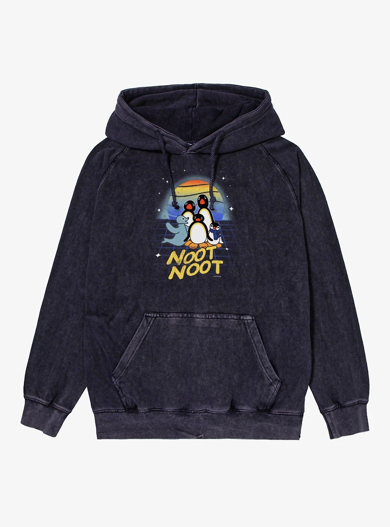 Pingu Noot Cartoon Sunrise Mineral Wash Hoodie