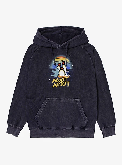 Pingu Noot Cartoon Sunrise Mineral Wash Hoodie