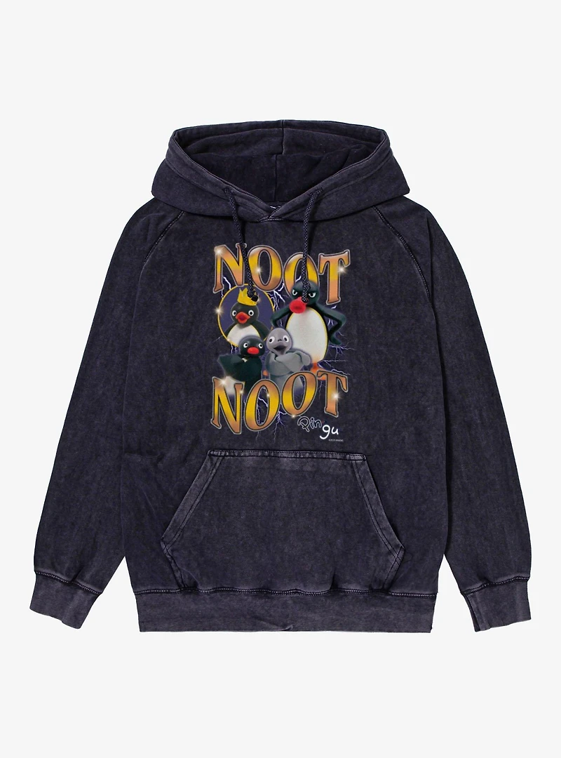 Pingu Noot Lightning With Seal And Crown Mineral Wash Hoodie