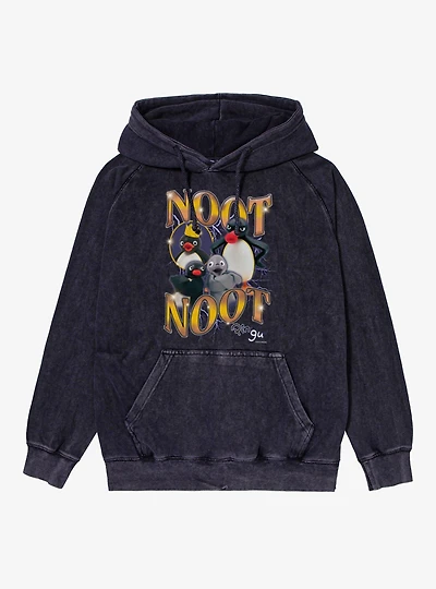 Pingu Noot Lightning With Seal And Crown Mineral Wash Hoodie