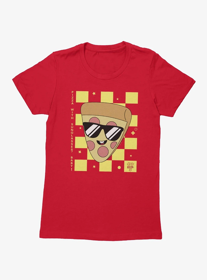 Disney Pixar Toy Story 5 Pizza Checkered On Squares Womens T-Shirt