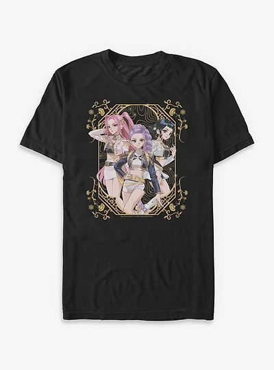 KPop Demon Hunters HUNTR/X Golden Flower Frame Big & Tall T-Shirt