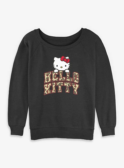 Sanrio Hello Kitty Animal Print Arch Womens Slouchy Sweatshirt