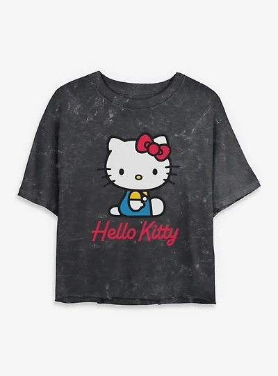 Sanrio Hello Kitty Sittin Mineral Wash Womens Crop T-Shirt