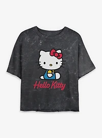 Sanrio Hello Kitty Sittin Mineral Wash Womens Crop T-Shirt