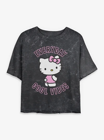 Sanrio Hello Kitty Everyday Cool Vibes Mineral Wash Womens Crop T-Shirt