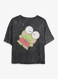 Sanrio Hello Kitty Big Keroppi Mineral Wash Womens Crop T-Shirt