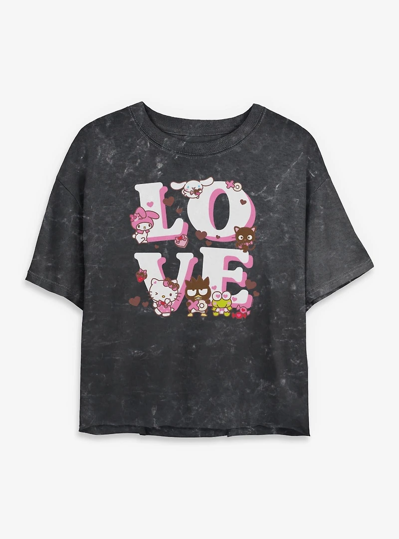 Sanrio Hello Kitty Lovely Mineral Wash Womens Crop T-Shirt