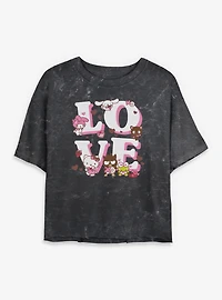 Sanrio Hello Kitty Lovely Mineral Wash Womens Crop T-Shirt