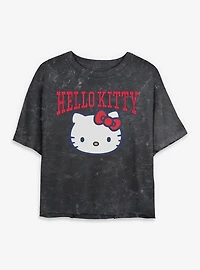 Sanrio Hello Kitty Classic Head Mineral Wash Womens Crop T-Shirt