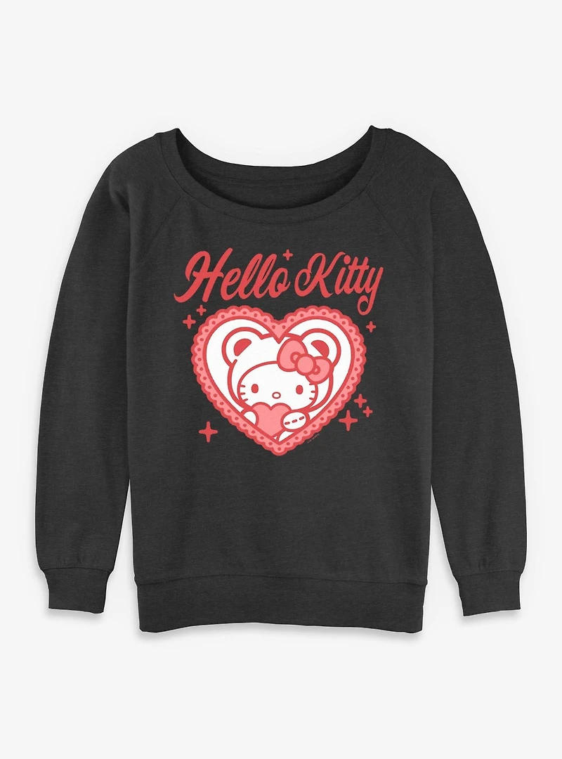 Sanrio Hello Kitty Heart Bear Womens Slouchy Sweatshirt