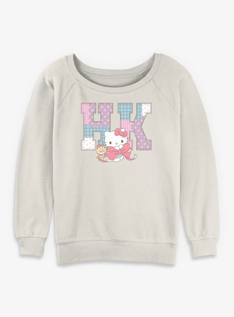 Sanrio Hello Kitty Patchwork Womens Slouchy Sweatshirt